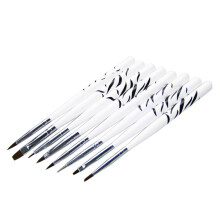 8pcs Zebra Pattern Nail Art Brush Set for UV Gel French Manicure DIY with Protective Tip Tubes