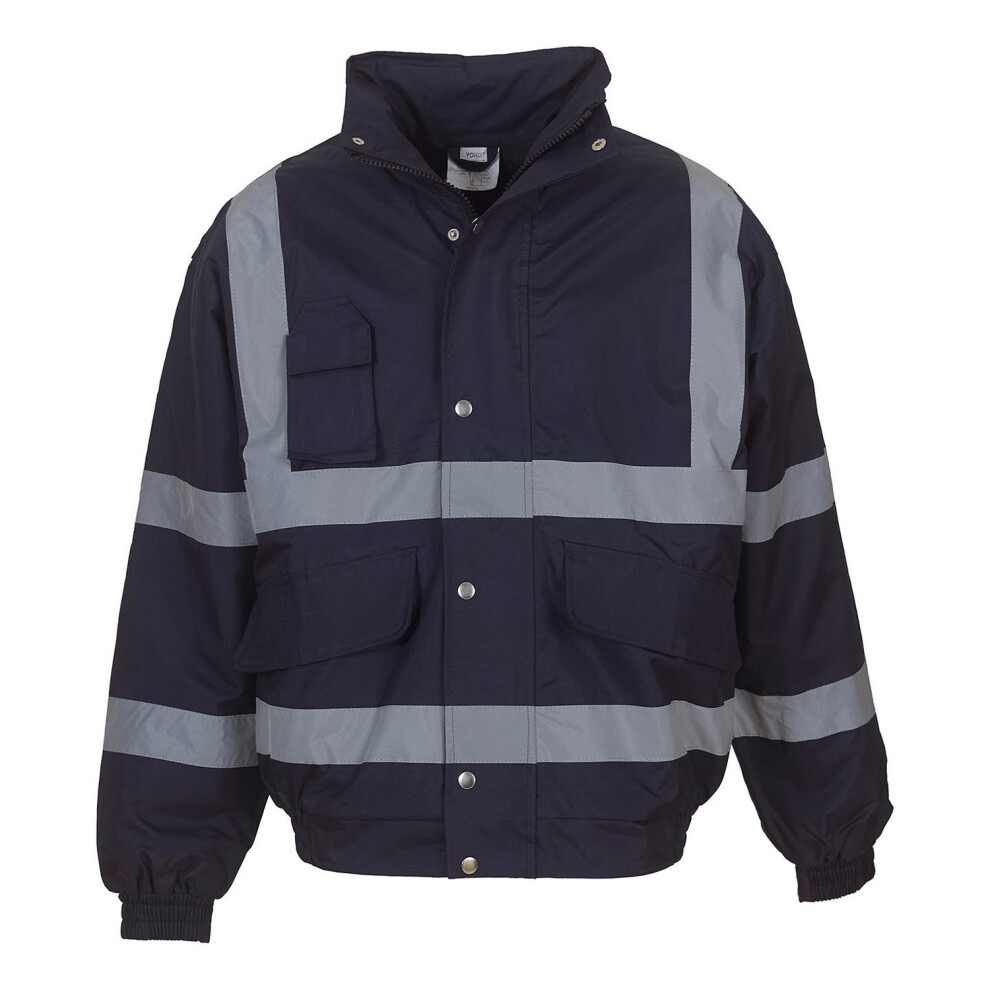 (L, Navy) Yoko Unisex Adult Classic Hi-Vis Bomber Jacket 5063470680856