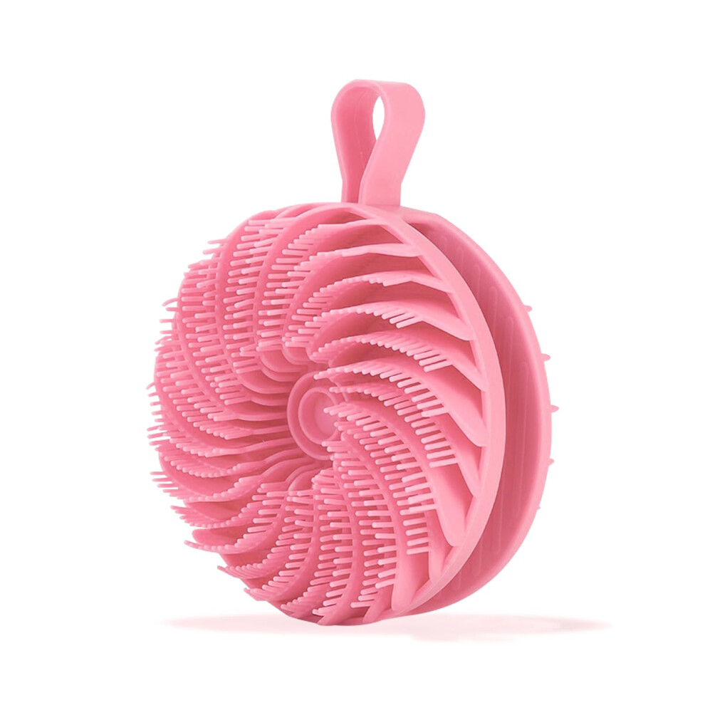 Pink Doublesided Silicone Body Scrubber Shower Exfoliating Brush For Gentle Skin With Ergonomic Handle