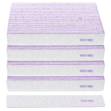 100 Pcs Professional 100/180 Grit Nail Files Dual Grit Washable Emery Boards for Acrylic and Natural Nails