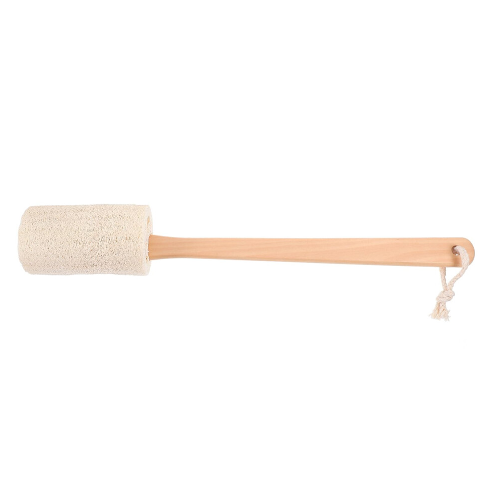 Loofah Bath Brush Natural Exfoliating Body Brush with Ergonomic Wooden Handle for Shower and Bath