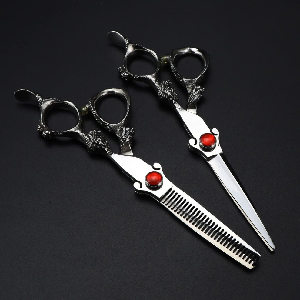 Professional Barber Scissors 6 Inch 440C Stainless Steel with Ergonomic Dragon Handle