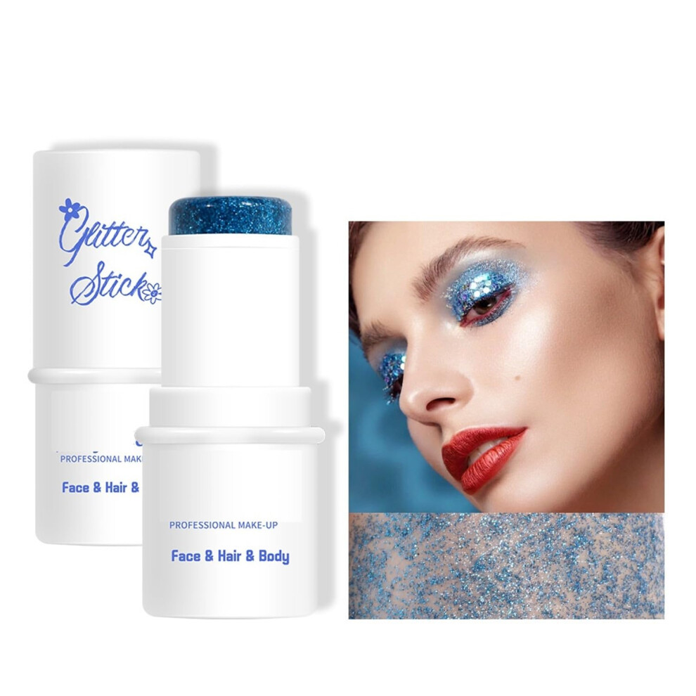 Body Glitter Stick with Chunky Holographic Sequins for Mermaid Festival Makeup Face Body Hair (Color 04)