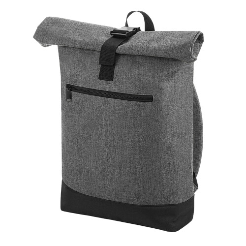 BagBase (One Size, Grey Marl/Black) Bagbase Roll Top Backpack