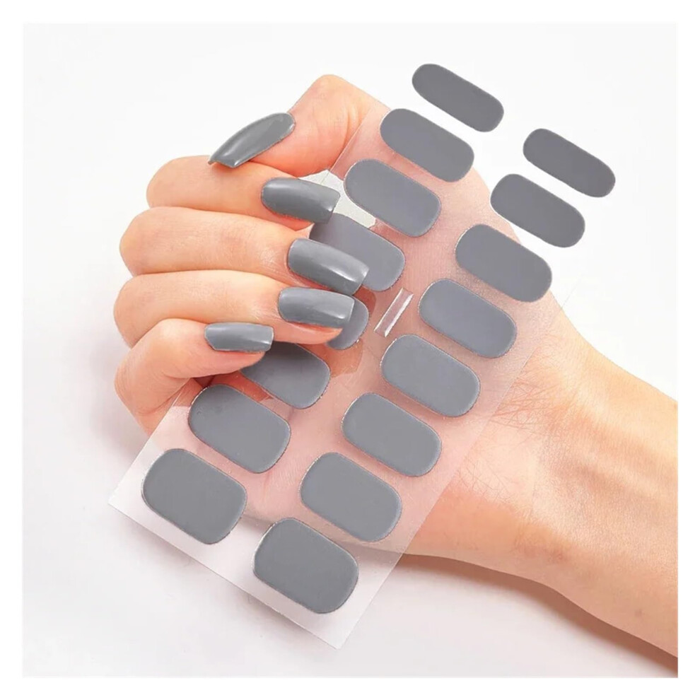 16pcs Waterproof Semi Cured Gel Nail Stickers Full Cover Long Lasting Self Adhesive Wraps CS012