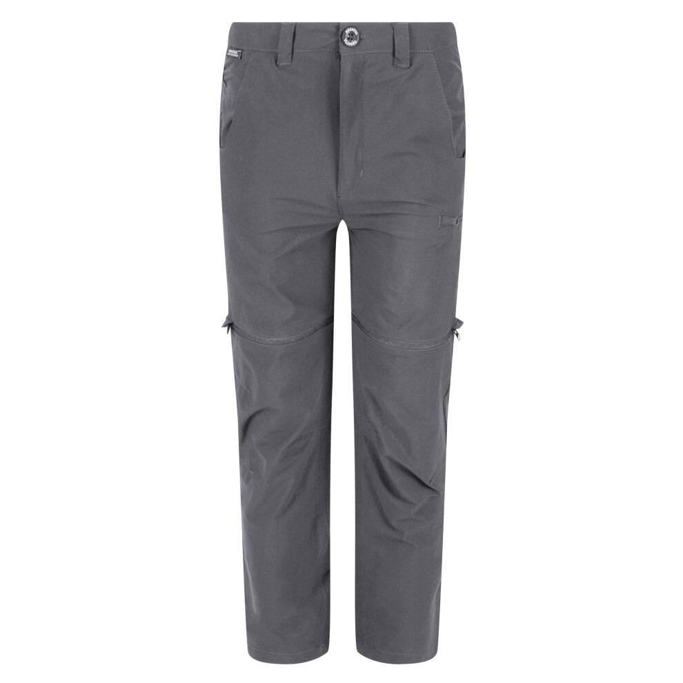 Regatta (3-4 Years, Seal Grey) Childrens/Kids Highton Stretch Zip-Off Walking Trousers