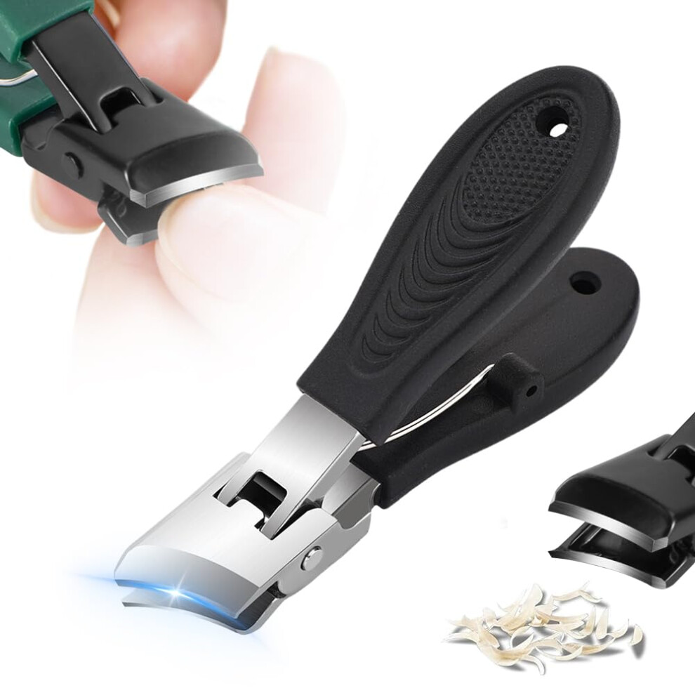 Nail Clippers for Thick Nails with Wide Opening, AntiSplash Curved Toenail Trimmer, Black 2026