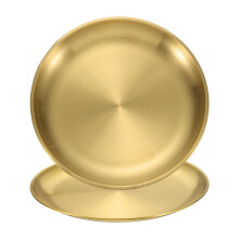 Gold Stainless Steel Dinner Plates Set 10.2 Inch Durable Elegant Finish for Home Restaurant Camping