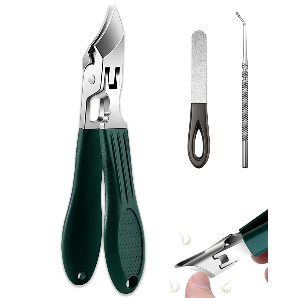 Green Ingrown Toenail Clippers For Thick Nails With Sharp Eagle Beak Blades And Ergonomic Antislip Handle