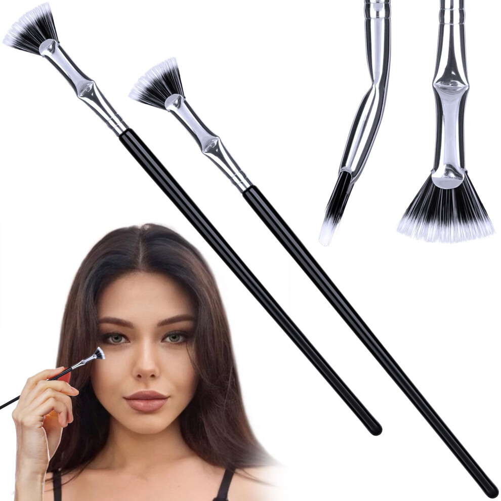 Black 2 Pcs Folding Angle Mascara Brush And Eyelash Comb Separator For Clump Lash Separation