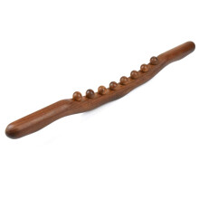 Wooden Gua Sha Massage Roller Stick with 8 Beads for Full Body Muscle Relief and Improved Circulation