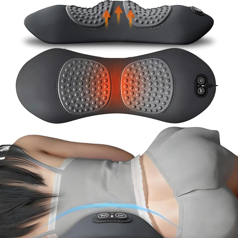 Back Massager with Heat Vibration, 3 in 1 Lumbar Support Pillow for Lower Back Spine Decompression