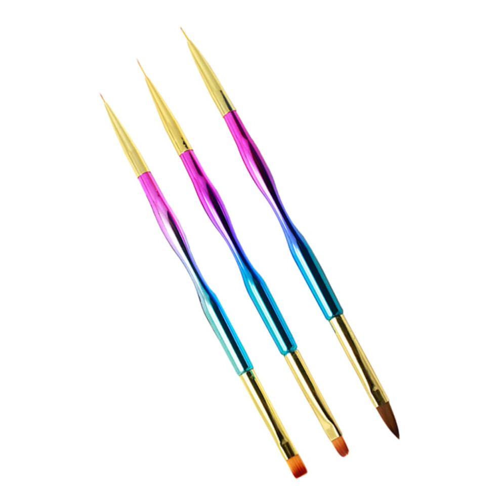 3pcs Gradient Metal Nail Art Liner Brush Set with Precision Tip for Professional Detailing