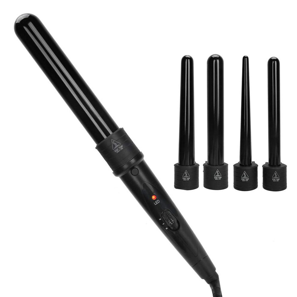 5 in 1 Curling Iron Wand Set with Interchangeable Ceramic Barrels, LCD Control and Frizz Reduction