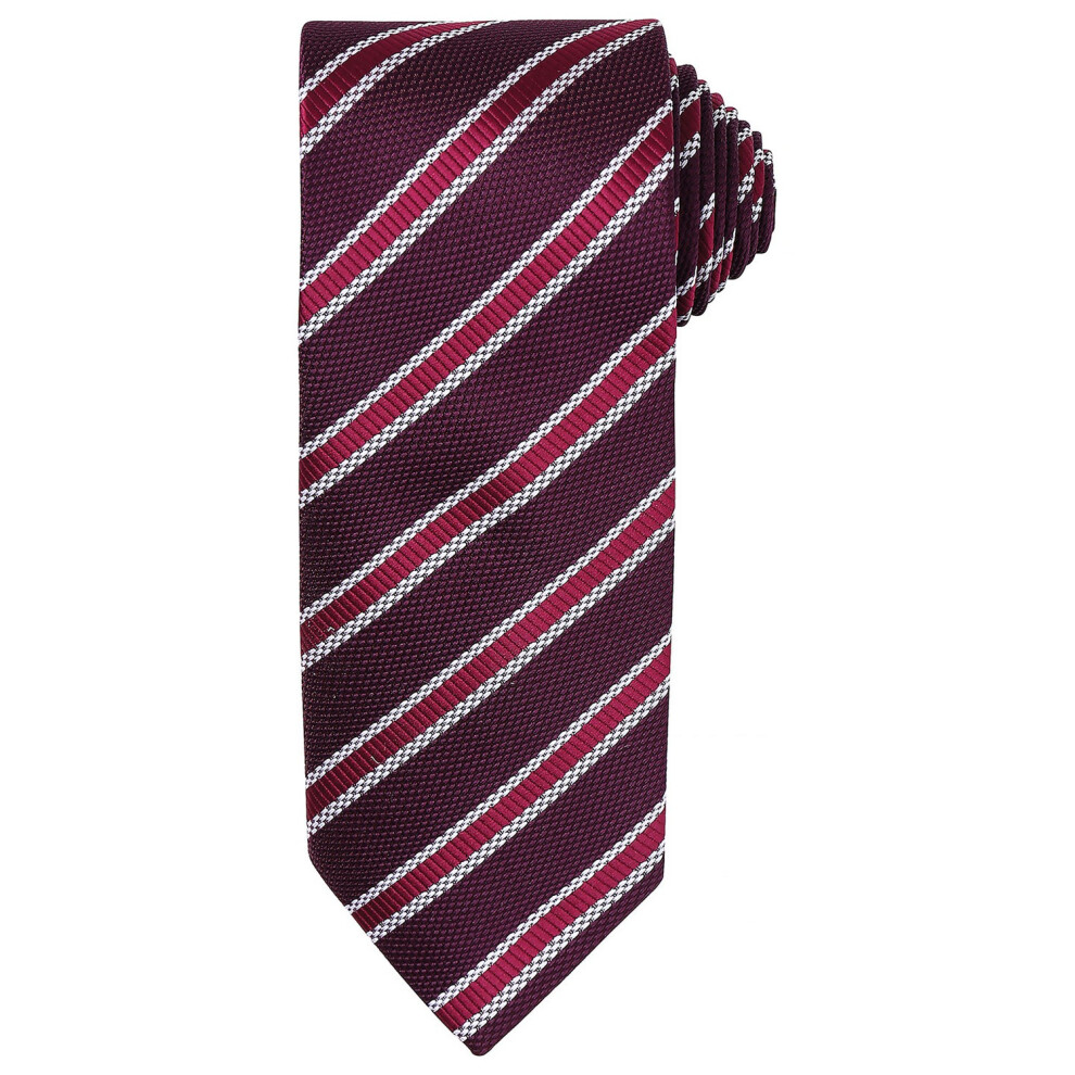 Premier Men's Dark Red Stripe Waffle Tie In - Image 2