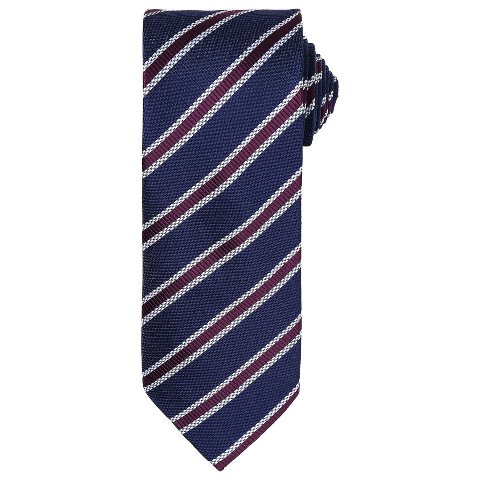 Premier (One Size, Navy/Aubergine) Mens Stripe Waffle Tie