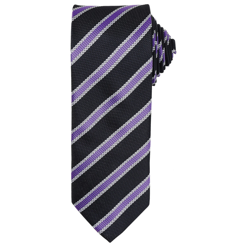 Premier (One Size, Black/Rich Violet) Mens Stripe Waffle Tie