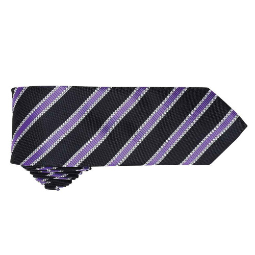 Premier (One Size, Black/Rich Violet) Premier Mens Stripe Waffle Tie 1