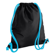 (One Size, Black/Surf Blue) Bagbase Icon Drawstring Bag