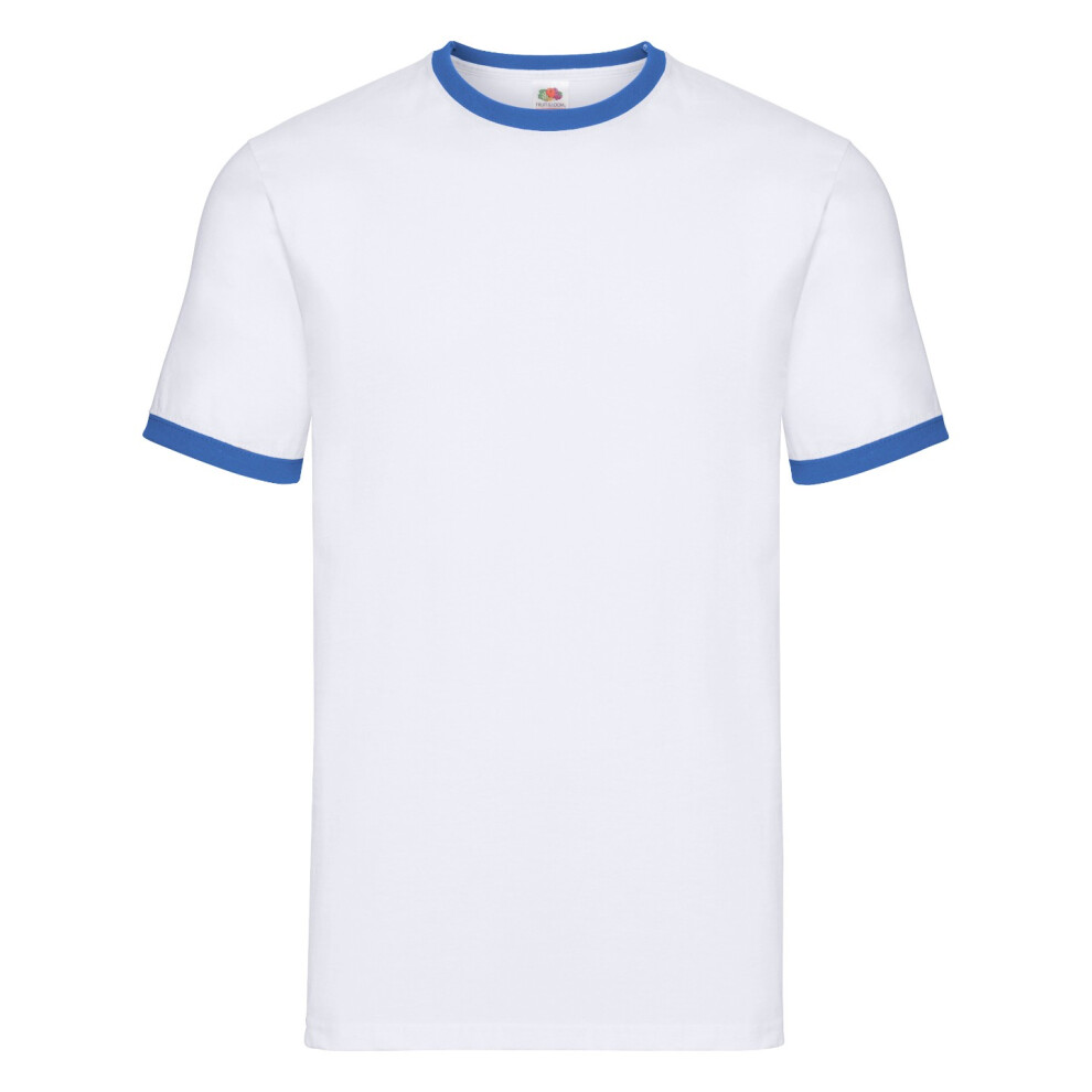 Fruit Of The Loom (Xl, White/Royal ) Mens Ringer Contrast T-Shirt Blue