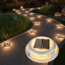 Solar Deck and Driveway Lights 8 Pack, IP67 Waterproof Dual Color LED, Durable Solar Dock Markers for Pathways
