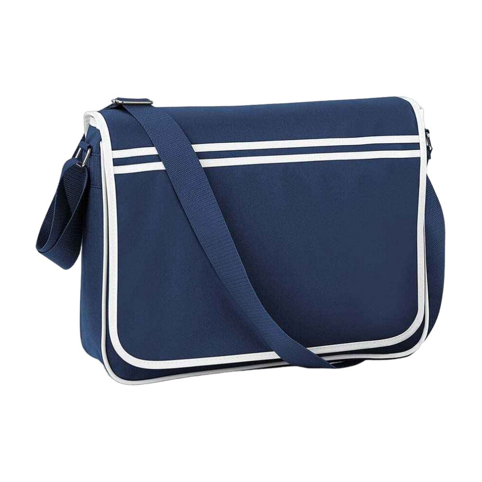 Bagbase (One Size, French Navy/White) Retro Messenger Bag White