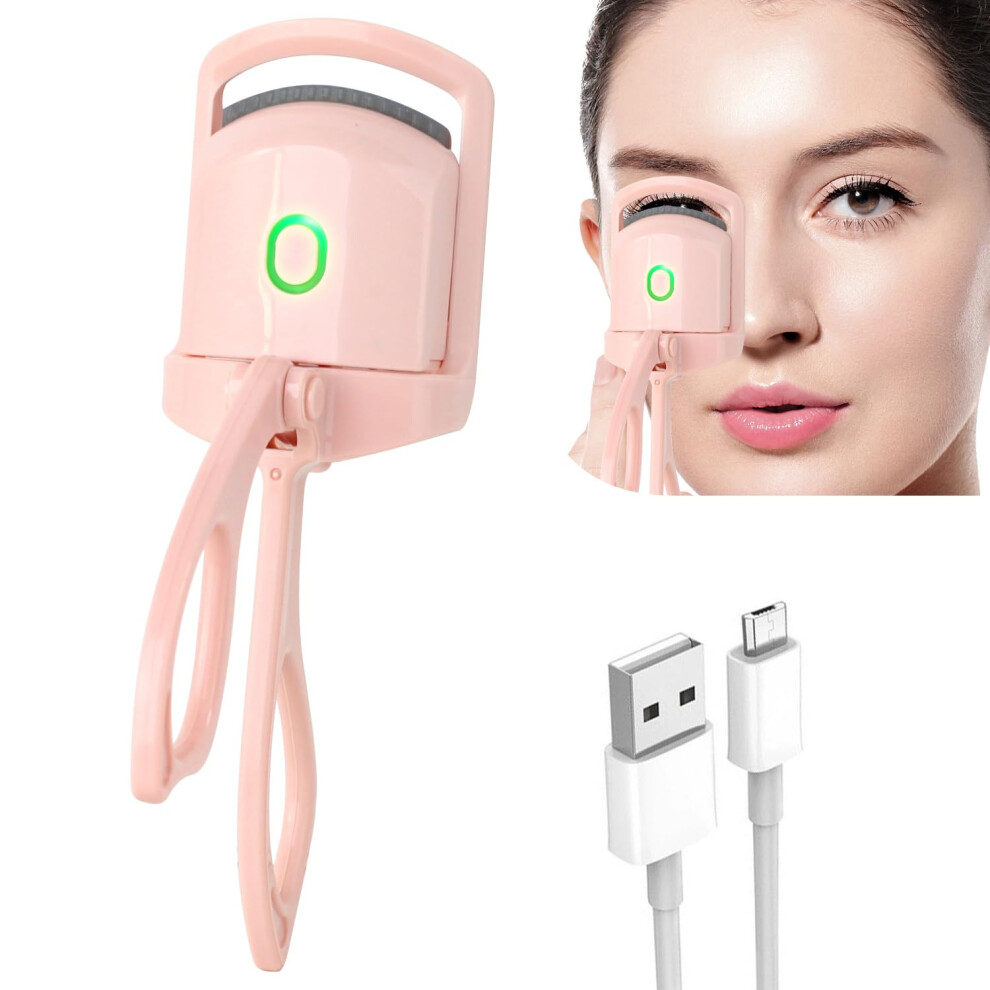 Pink Heated Eyelash Curler With Dual Temperature Modes, Rapid Heat 10S Rechargeable Lash Curler