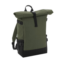 (One Size, Olive/Black) Bagbase Block Roll Top Backpack