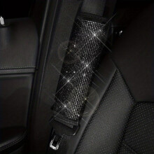 2PCS Bling Car Seatbelt Covers with Rhinestones, Soft Shoulder Pads for Neck Relief, Universal Fit, Black