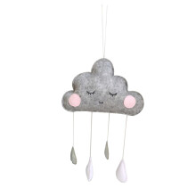 Nursery Wall Hanging Felt Cloud and Raindrop 3Piece Set for Kids Room Decor and Photography Prop