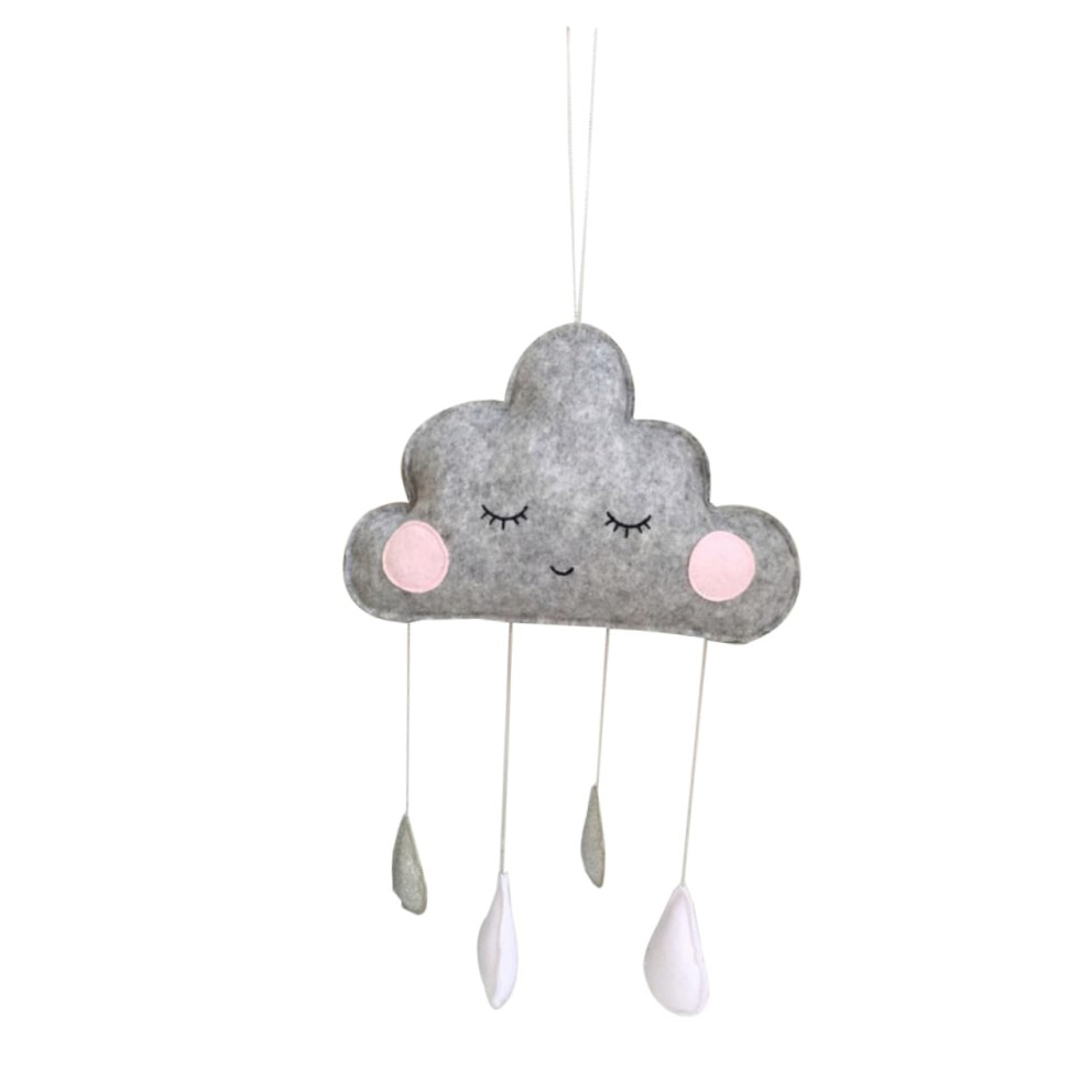 Nursery Wall Hanging Felt Cloud and Raindrop 3Piece Set for Kids Room Decor and Photography Prop