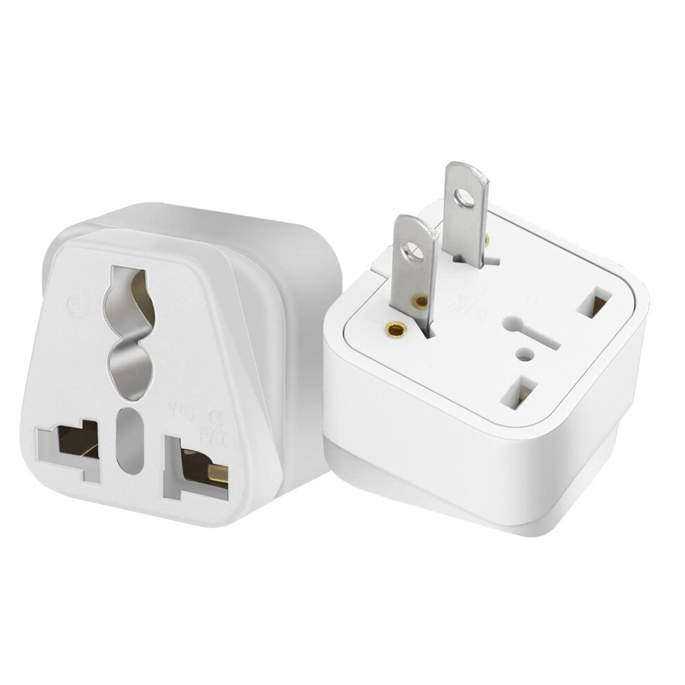 Universal Travel Plug Adapter Usa Nema 115P To Uk Eu Aus Socket, Compact And Ce Certified White 9455672025157