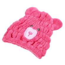Microfiber Hair Drying Towel Wrap with Cute Bear Pattern, Quick Dry Absorbent Cap for Women and Girls