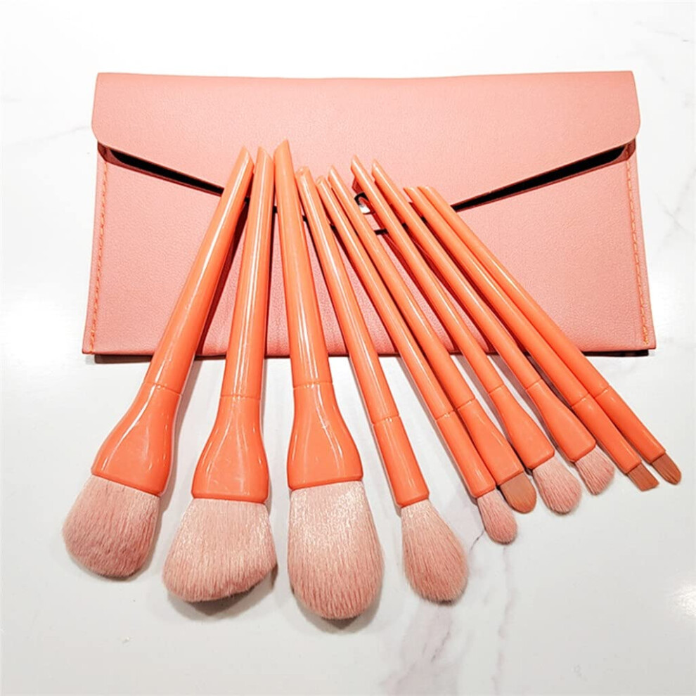 10 Pcs Professional Makeup Brush Set with Bag, Soft Synthetic Bristles for Face and Eye