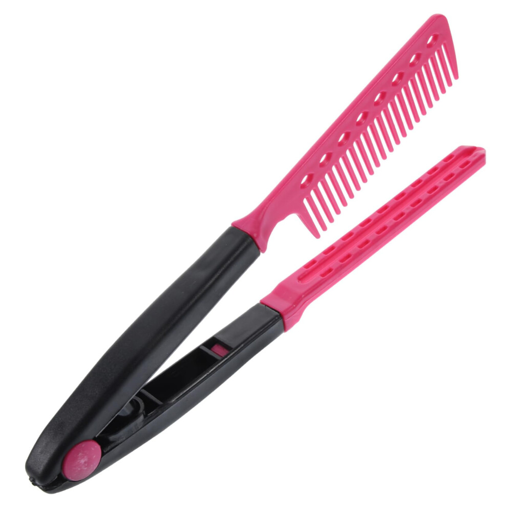 Unisex Hair Straightening Comb Vshaped Teeth Design Ergonomic Grip For Salon And Home Use Random Color