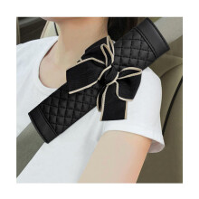 2PCS Leather Car Seat Belt Cover with Cute Bow, Shoulder Pad Cushion for Women, Neck Pressure Relief
