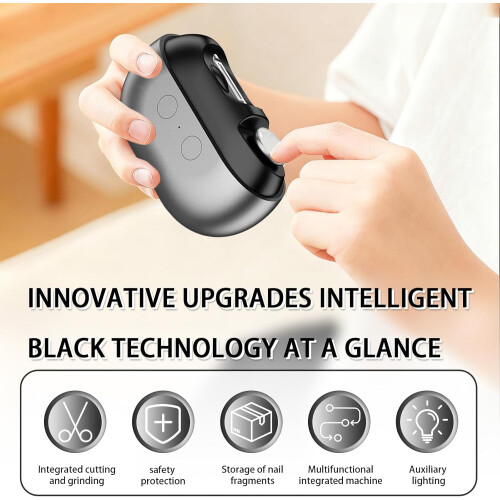 Electric Nail Clippers with Dual Function Nail Care, Automatic Trimmer, USB Rechargeable, Gray 2