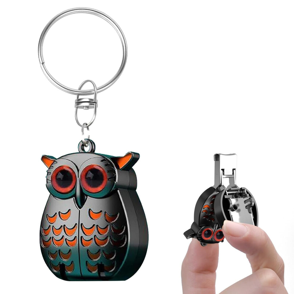 Foldable Owl Nail Clippers Keychain, 2 in 1 Stainless Steel Mini Travel Grooming Tool