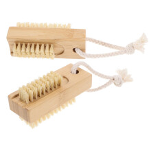 Bamboo Nail Cleaning Brush Set with Deep Cleaning Power and Nonslip Grip for Manicure and Travel