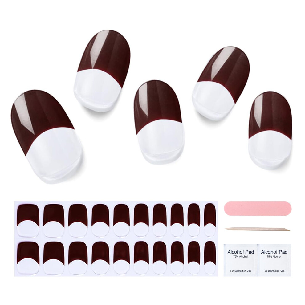 Light Semi Cured Gel Nail Strips 20Pcs Salon Quality Long Lasting Gel Nail Wraps For Uv
