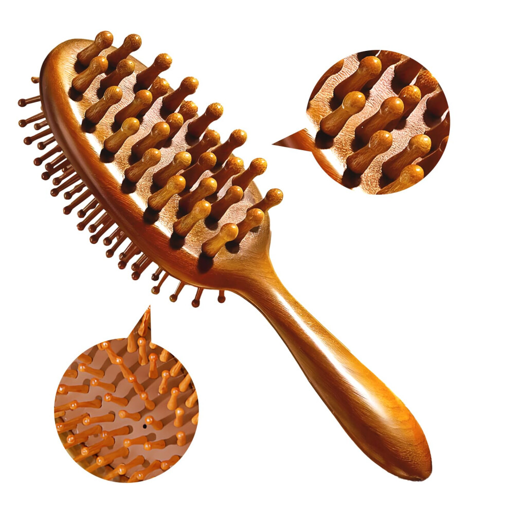 Unisex Wooden Hair Brush And Wide Tooth Comb 2 In 1 Sandalwood Antistatic Scalp Massage For Dreadlocks