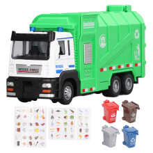 Caminhão de Brinquedo para Gerenciamento de Resíduos, Brinquedo Educativo com Materiais Reciclados, Mecanismo de Empurrar, Luzes, Sons e Partes