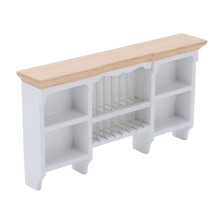 Wandmontiertes Mini-Regal 1/12 Puppenhaus Handbemalter Aufbewahrungsschrank Weiß