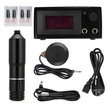Alimentation pour machine à tatouer avec écran LCD, double molette de réglage de la puissance et jeu d'aiguilles à cartouche compatible