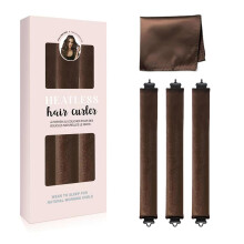 Heatless Hair Curler with Satin Bonnet for Overnight Natural Curls, 3PCS for All Hair Types Brown