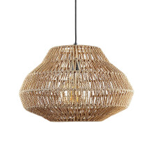 Bamboo Pendant Light with Handwoven Shade, E27 Ceiling Fixture, Japanese Style Lantern 50cm