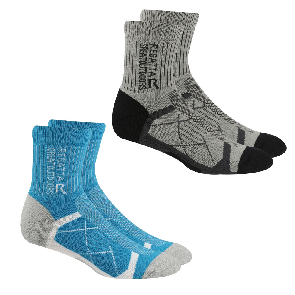 Regatta (3 Uk-5 Uk, Light Steel/Niagra Blue) Womens/Ladies Outdoor Boot Socks (Pack Of 2)