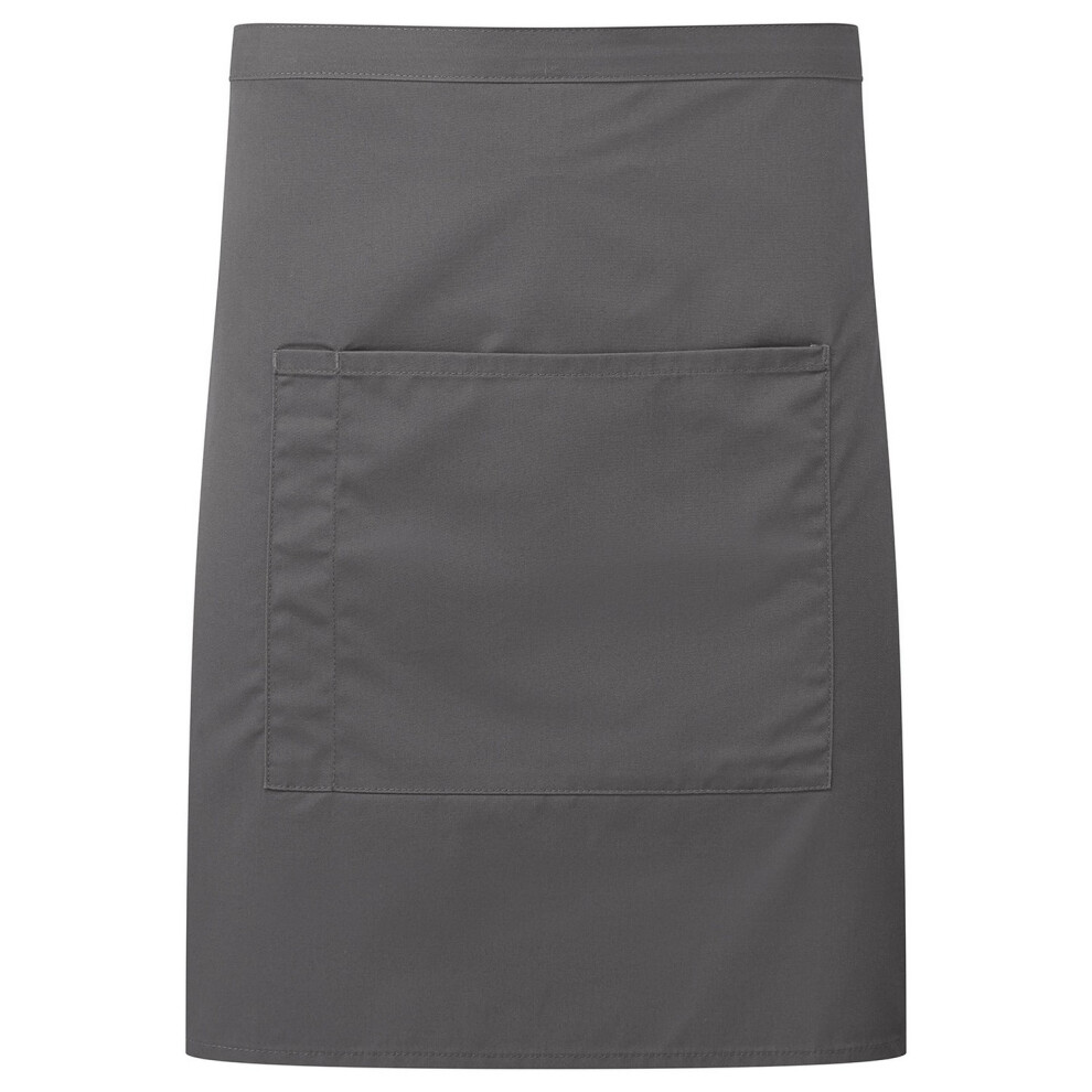 Premier (One Size, Dark Grey) Colours Front Pocket Waist Apron