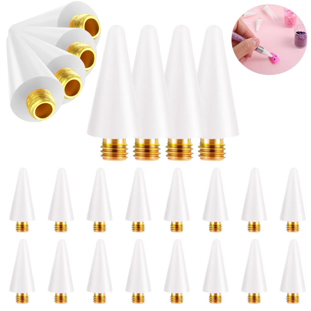 Rhinestone Picker Tool Wax Pen Tips Set for Precise Nail Art Gem Placement, 16pcs White