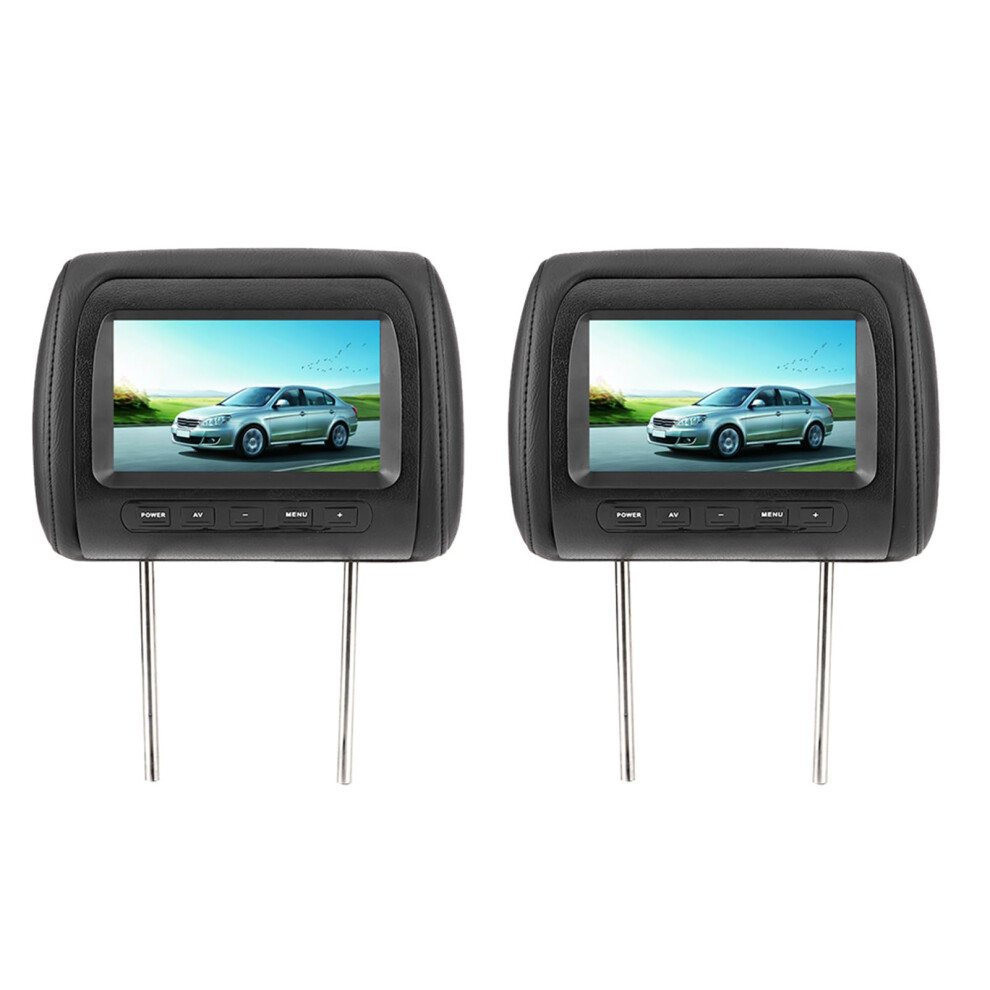 2Pcs 7 Inch Car Headrest Dvd Player Dual Screen Video Monitor Hd 800X480 Universal Black 9455672026093